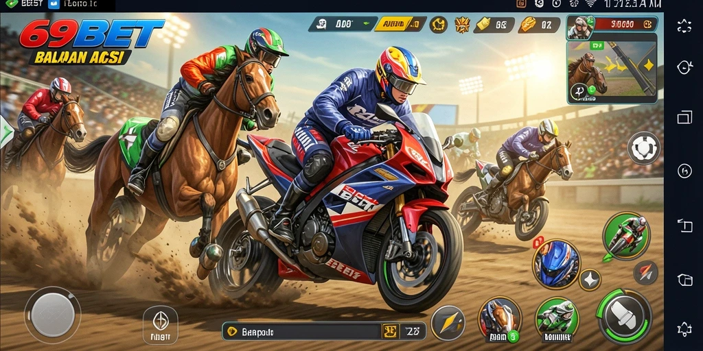 Tampilan gameplay balapan motor yang mendebarkan.