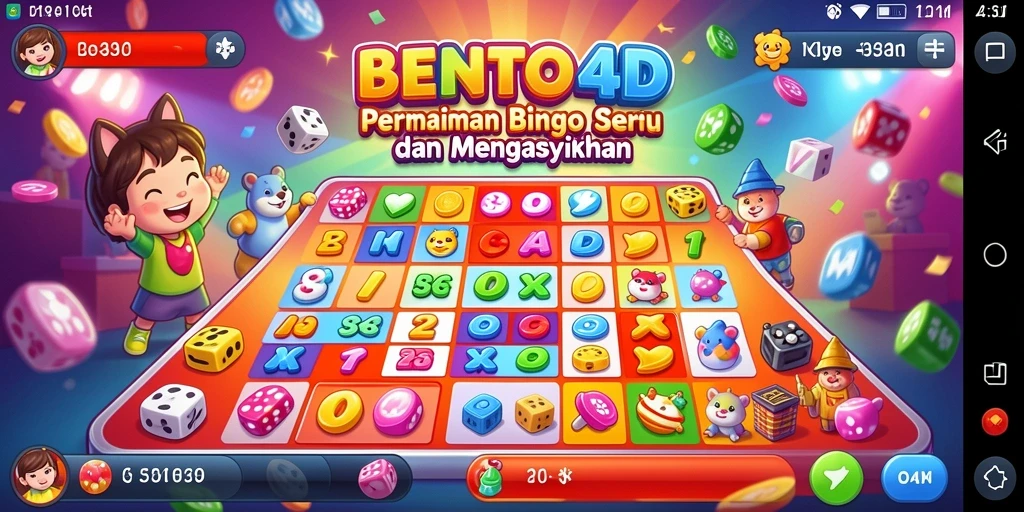 Screenshot BENTO4D menampilkan gameplay seru permainan Bingo yang interaktif.