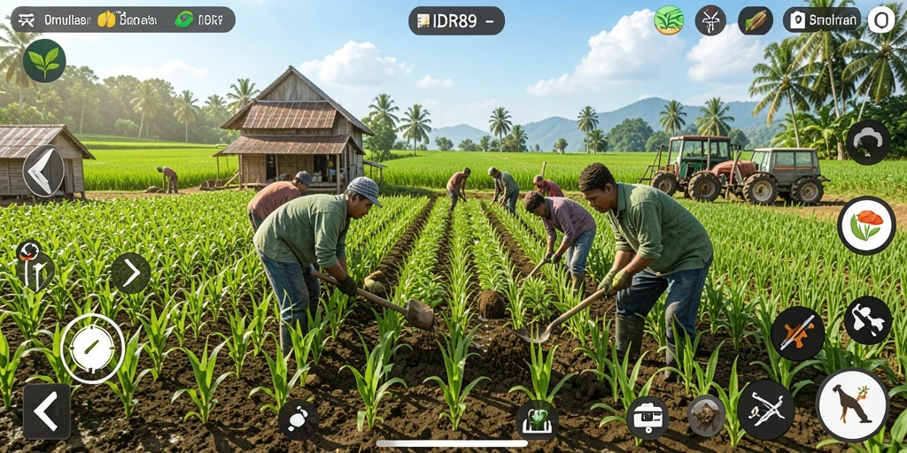 Screenshot gameplay IDR89 yang menampilkan aktivitas bertani yang menyenangkan.