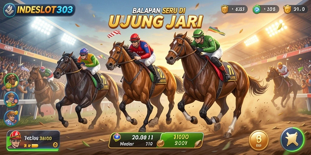 Tangkapan layar gameplay seru dari INDESLOT303 yang menampilkan balapan intens.