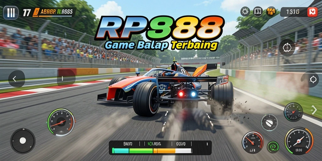 Tampilan gameplay RP888 dengan adrenalin balap yang mendebarkan.