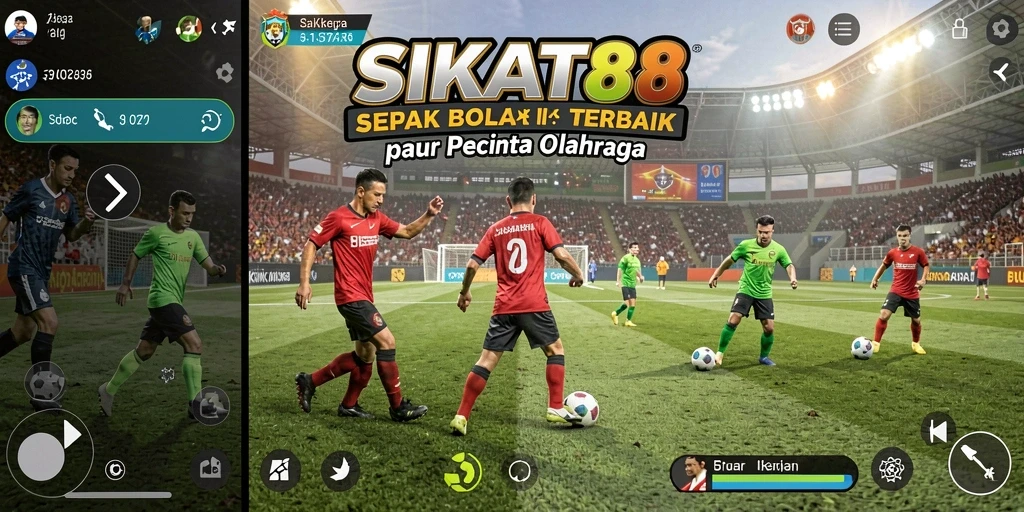 Tampilan gameplay SIKAT88 yang menarik dengan aksi sepak bola seru.