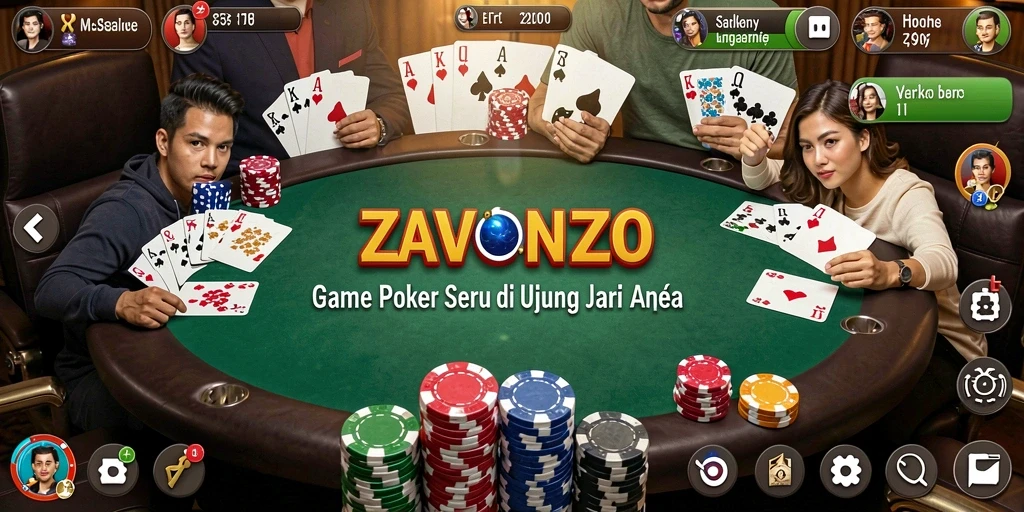 Tampilan gameplay seru dari ZAVONZO dengan fitur interaktif.